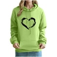 thumbnail image 2 of Crunowin Women Hooded Sweatshirts, Loose Fit Long Sleeve Heart Printed Fashion Pullover Tops Green M, 2 of 4