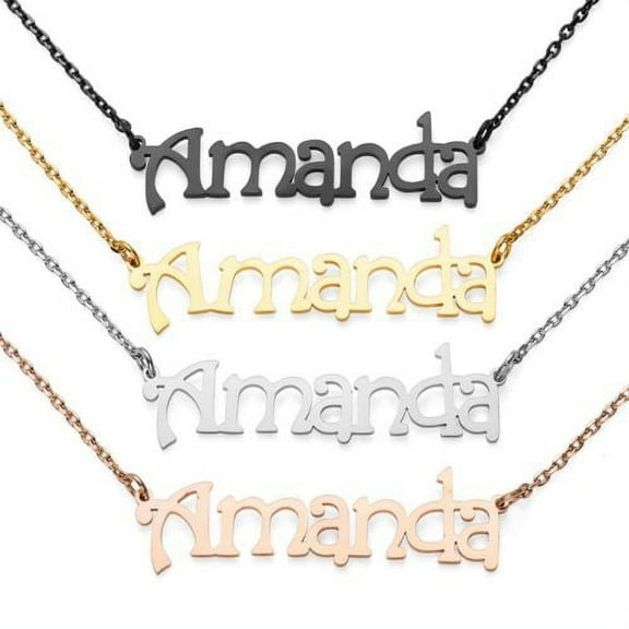 Personalized Planet Women's Stainless Steel Fancy Name Necklace (Order by Nov 30th for Holiday Delivery)