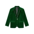 thumbnail image 3 of Kaerm Kids Boys Sports Coat Classic Fit Lapel Collar Velvet Blazer Suit Jacket One Button Single Dark Green 16, 3 of 6
