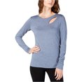 thumbnail image 1 of I.N.C Womens Cutout Basic T-Shirt, Blue, X-Small, 1 of 1