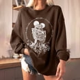 thumbnail image 2 of Sudadera extragrande de lana de manga larga con cuello redondo y estampado de calavera para mujer Pompotops  gfhjh16675, 2 of 5