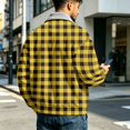 thumbnail image 7 of CCRFTGI Mens Corduroy Jacket Zip Up Bomber Casual Vintage Collared Long Sleeve Plaid Work Fall Fashion Coats for Men Yellow 4XL, 7 of 7