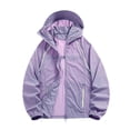 thumbnail image 2 of thefmos Women Plus Size Summer Fall Windbreaker Solid Casual Basic Outdoor Vacation Beach Travel Sport Loose Jackets, Purple XL, 2 of 7
