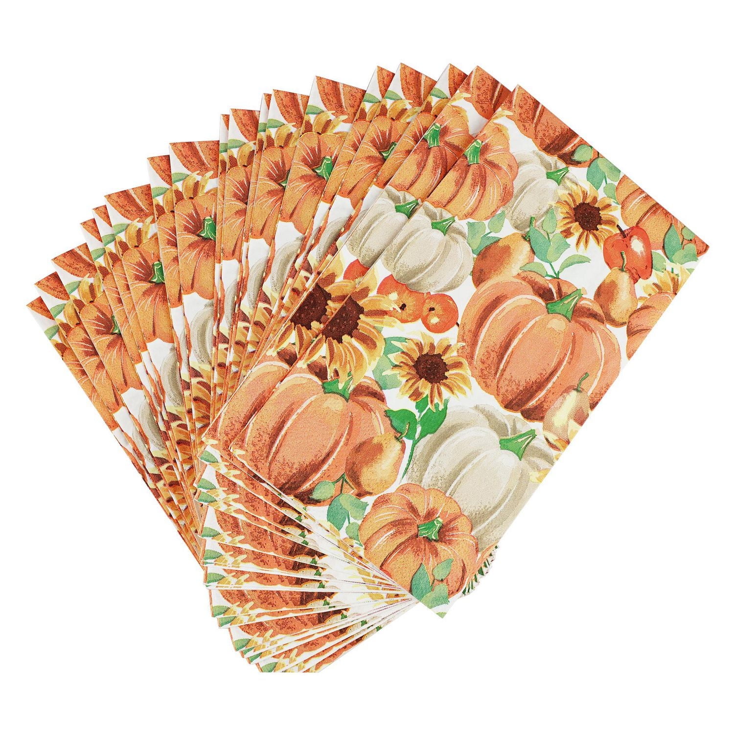 Way to Celebrate! Thanksgiving Pumpkins and Sunflowers Tall Napkins, 20ct