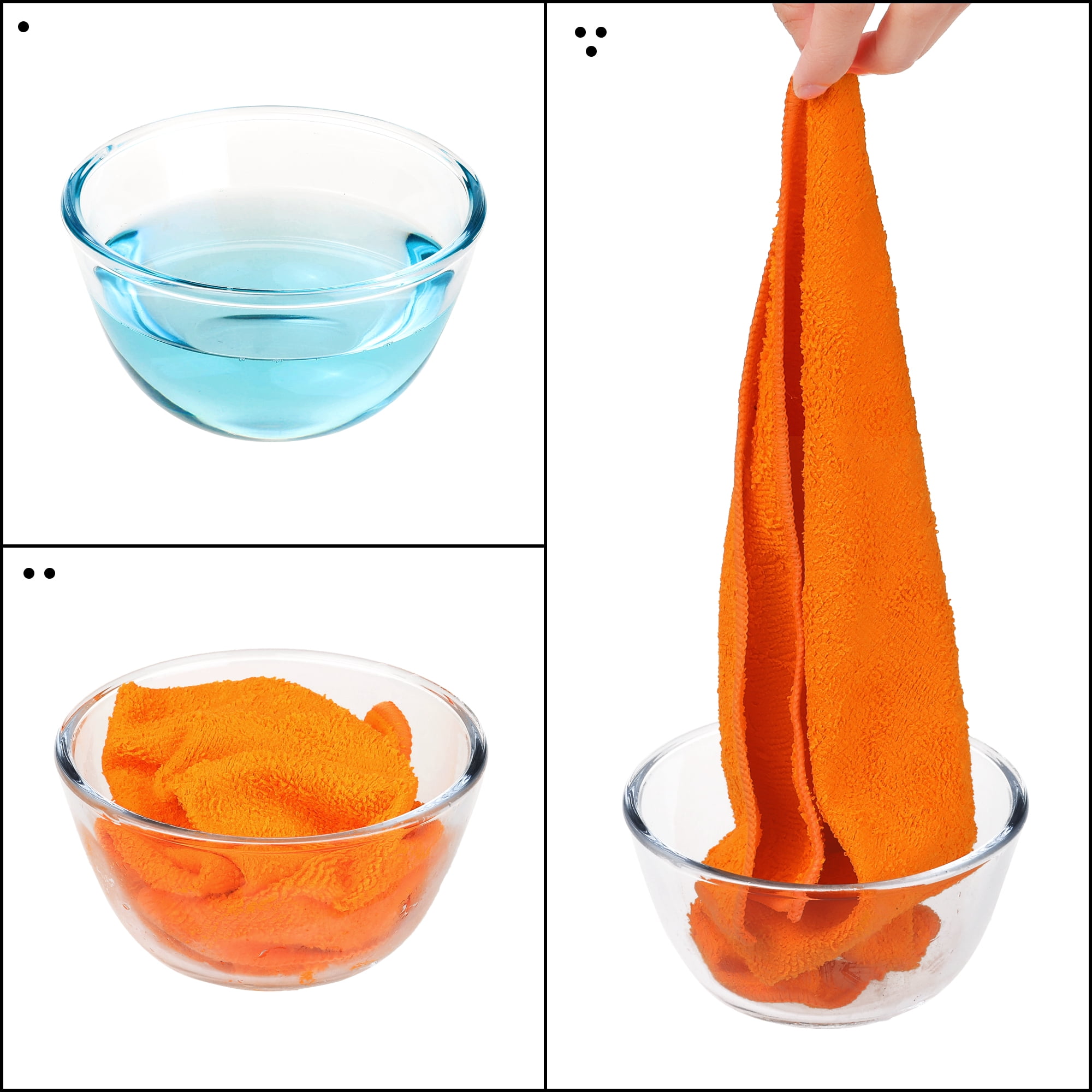 Unique Bargains Microfiber Cleaning Cloth 12 Pack Microfiber Towels Orange 12" x 12"