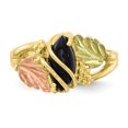 thumbnail image 5 of 10K Yellow Gold Ring Band with Stones Onyx Black Tri-color Hills, Size 8, 5 of 5