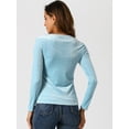 thumbnail image 3 of DARING DIVA Women's Velvet Sweetheart Neck Long Sleeves T-Shirt S Light Blue, 3 of 6