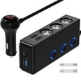 thumbnail image 1 of Youkk 1/2/3/5 Black Battery Voltage Display Cigarette Lighter USB Car Recharger Control Of Charging Experience black 1 Pc, 1 of 6