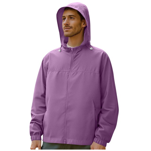 Men's UPF 50 Sun Shirt, Fishing & Outdoor Long Sleeve Hooded Rash Guard, Quick-Dry Sun Protection Shirt with Zipper Pockets