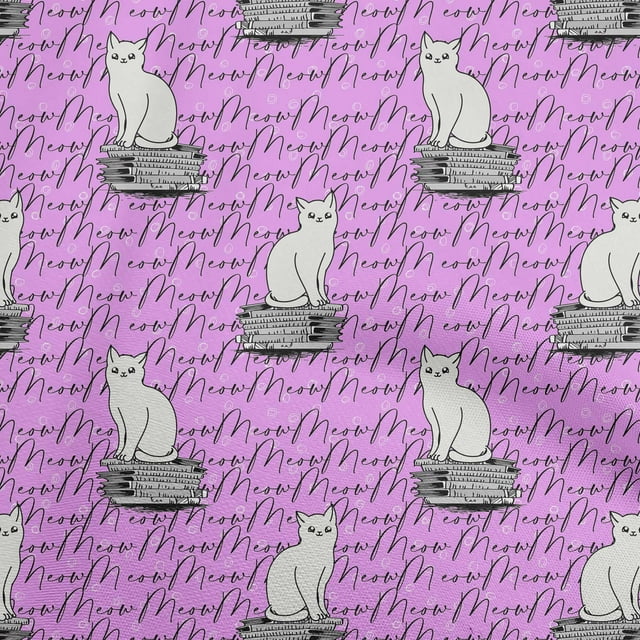 oneOone Viscose Jersey Amethyst Fabric Animal Cat With Text Texture Sewing Material Print Fabric By The Yard 60 Inch Wide