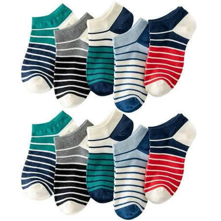

Men Ankle Socks Striped - 10 Pairs Decorative Cotton Low Cut Socks Casual Socks