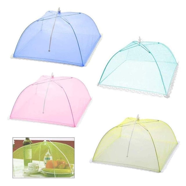 Billuyoard Paraguas plegable de malla para alimentos a prueba de insectos voladores antiinsectos, 4 Uds. Cubiertas para muebles de jardín