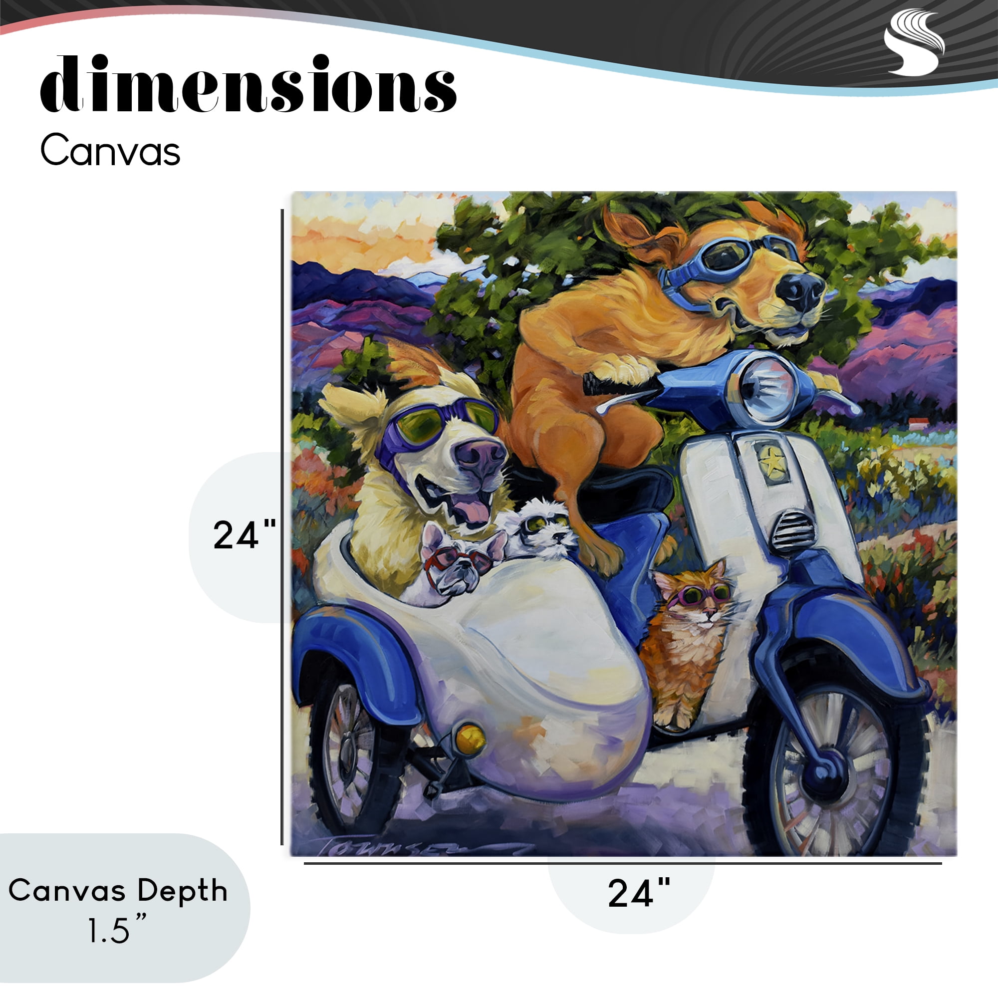 Stupell Industries All Doggled Up Sidecar Canvas Wall Art, design by CR Townsend