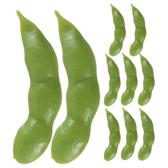 Raindrops Lifelike Artificial Soybean Decor for DIY Use PVC Material Green Color 12 Pieces