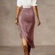 thumbnail image 5 of Falda de Franja para Mujeres de Cintura Alta Bodycon Midi Asimétrica Split Western Style, 5 of 7