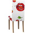 thumbnail image 4 of RYLABLUE Red Lips with Cherry Stretch Chair Cover Protector Seat Slipcover for Dining Room Hotel Wedding Party Set of 6, 4 of 5