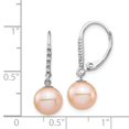 thumbnail image 4 of Auriga Fine Jewelry 14K White Gold Pink FWC Pearl .05ct Diamond Dangle Earrings for Women (L- 0.99 inch, W- 0.36 inch), 4 of 6