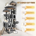 thumbnail image 4 of Merrland 82" Multi-Level Large Cat Tree Tower for Indoor Kitties, Cat Furniture with Plush Condo Hammock Top Perch, Sisal Scratching Posts & Ramp, Gray, 4 of 9