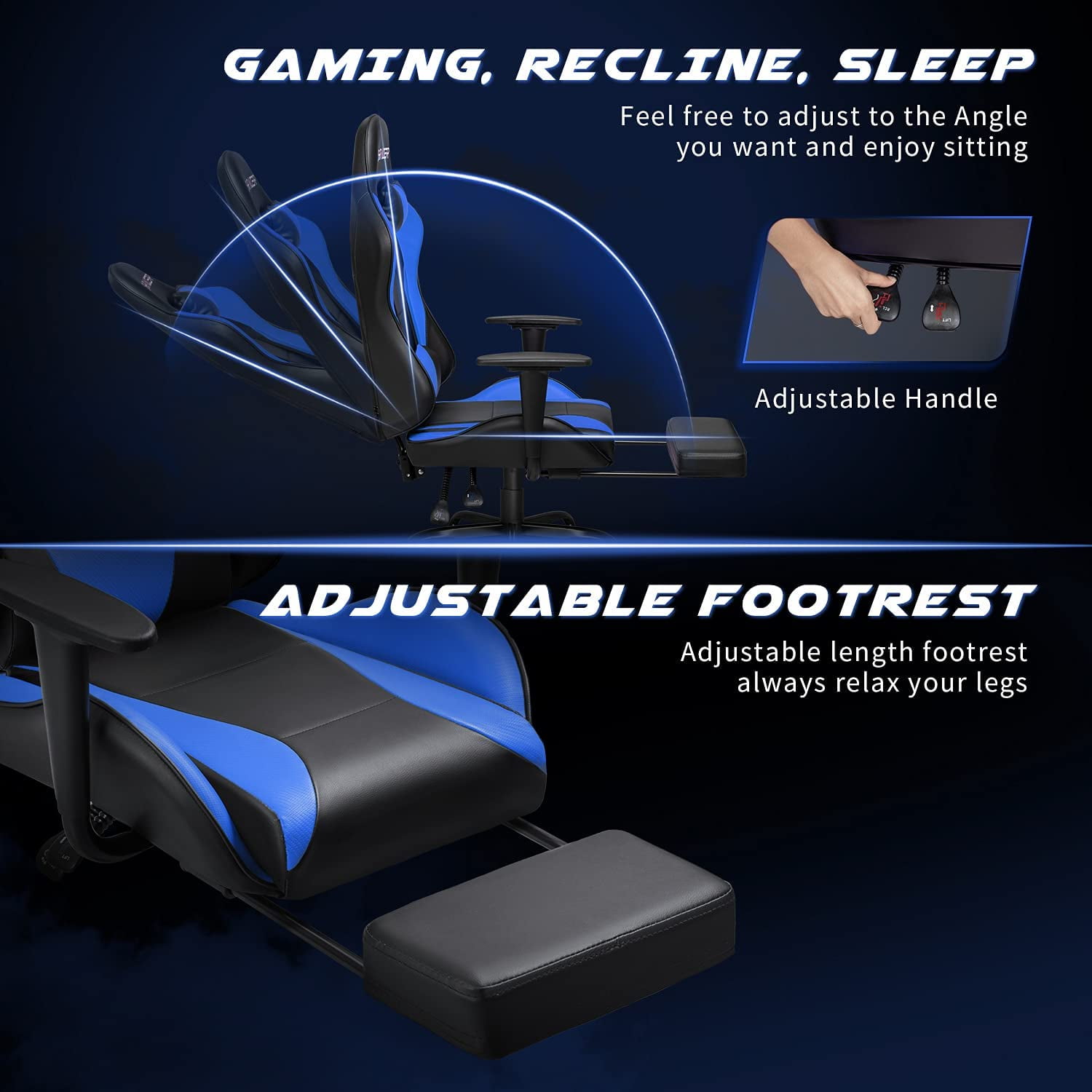 Lacoo High Back Gaming Chair Ergonomic Gaming Computer Chair,Blue