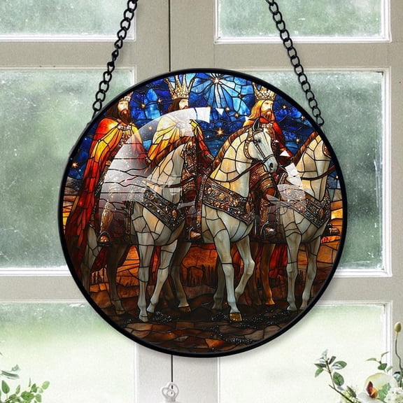 Customized Three Wise Men Stained Glass, Three Wise Men Glass Panel Sun Catchers Pretty Gifts, Three Wise Men Decoration for Home Garden Christmas Party Wedding BSWxTZ