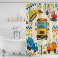 thumbnail image 6 of 60x72 Inch Shower Curtains for Bathroom, Yellow Cartoon Truck Fabric Bath Curtain Decor, Cute Engineering Vehicle Waterproof Restroom Curtains Shower Set Accessories with 12 Hooks 60 Inch, 6 of 7