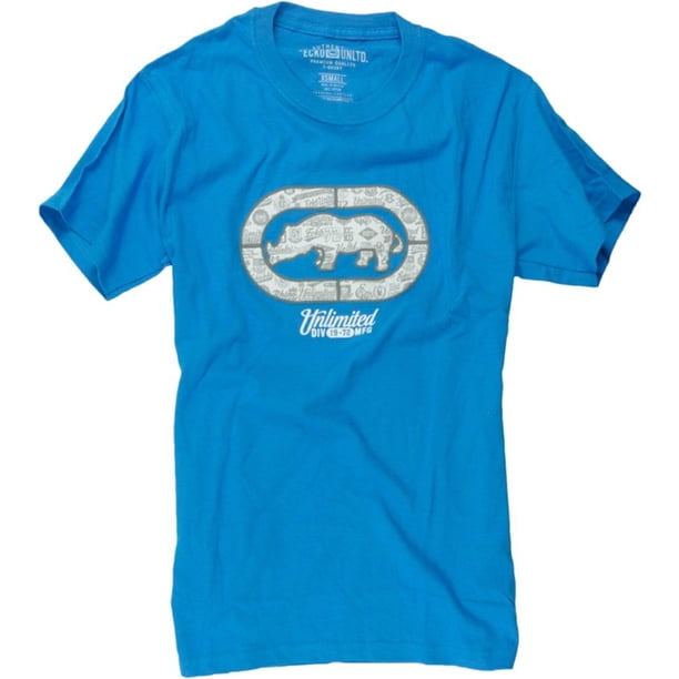 Ecko Unltd. Camiseta gráfica Campus Weld para hombre, azul, talla mediana