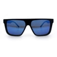 thumbnail image 5 of Kush Mens Color Mirror Flat Top Urban Fashion Horn Rim Sunglasses [Black - Blue Mirror], 5 of 8
