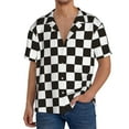 thumbnail image 3 of Daiia Black and White Checkerboard Men's Linen Shirts Short Sleeve Casual Shirts Button Down Shirt for Men Beach Summer Wedding Shirt-Small, 3 of 7