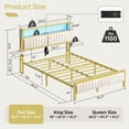 thumbnail image 2 of WXXRRR Full Bed Frame with Vertical Channel Tufted Headboard and Charging Station, Folding Bedside Shelves Storage, LED Metal Platform Bed Frame, Non-Slip, Noise-Free, Easy Assembly, White Oak, 2 of 18