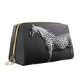 thumbnail image 2 of Naloa Monochrome Leopard Horse Leather Makeup Bag for Purse Travel, Portable Small Cosmetic Organizer for Women and Girls, Make up Bag with Zipper, 2 of 8