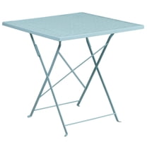 Flash Furniture Oia Commercial Grade 28" Square Sky Blue Indoor-Outdoor Steel Folding Patio Table