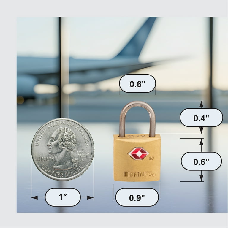 Brinks Solid Brass TSA Travel Padlock 22mm Keyed Alike with 1/2