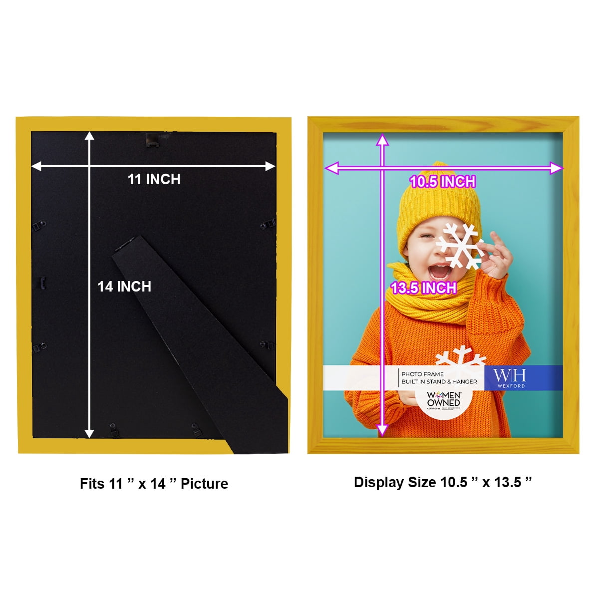 Woodgrain 11 in. x 14 in. Sunflower Yellow Picture Frame Set (Set of 4)