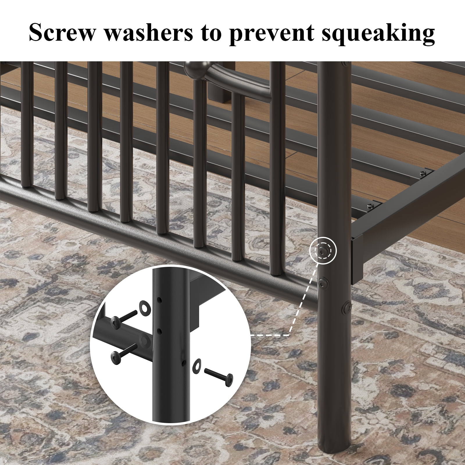 E-Ser Twin Size Metal Platform Bed Frame,Modern Headboard And Footboard,Adequate Under Bed Storage,No Box Spring Needed,Black