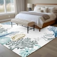 thumbnail image 4 of Ocean Life Large Area Rugs 5x8 ft Light Yellow Shell Navy Coral Starfish Conch Washable Rug Non Slip Indoor Carpet Absorbent Floor Mat for Living Room Bedroom Dining Room, 4 of 9