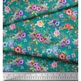 thumbnail image 3 of Soimoi Moss Georgette Fabric Leaves, & Rose Floral Fabric Prints by Yard 42 Inch Wide, 3 of 3