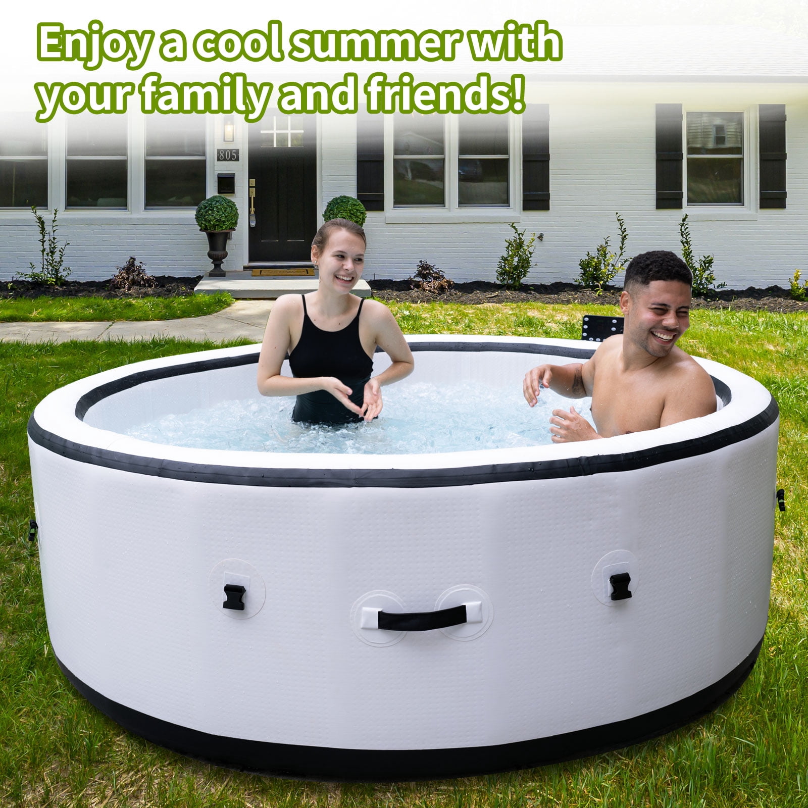 Large Hot Tub for 4 to 6 People, Portable Outdoor Spa with 150 Airjets and 1 Thermal Cover Massage Hot Tub for Patio Garden and Outdoors