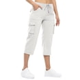 thumbnail image 7 of Cargo Pants for Women Ihhxva Women's Capri with Pockets Elastic Waist Sport Capris Lightweight Cotton Casual Hiking Summer Loose Fit Straight Leg S-3XL, 7 of 7