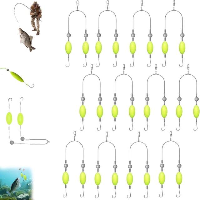 Double-Hook Reverse Bottom Rig, Anti Tangle Fishing Hooks, Free Floating,avoiding Water,Grass,Stones,and mud Fishings for Beginners Amateurs