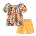 thumbnail image 5 of Fsqjgq Girls Clothes Outfits Girls Size 6 Clothes Child Clothing Toddler Girls Short Sleeve Cartoon Print T Shirt Floral Tops Shorts Outfits Toddler Clothes Suits Baby Girl Outfit Set Size 110, 5 of 5