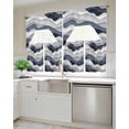 thumbnail image 4 of Navy Blue Ombre Swag Valance and Tier Curtains 24'' Length Set, Modern Geometric Moire Abstract Art Light Filtering Kitchen Curtains, Tier Curtain Valances for Bathroom/Living Room/Bedroom/Café, 4 of 6