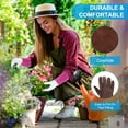 thumbnail image 3 of Uxcell Long Gardening Gloves, Cowhide Leather Rose Pruning Garden Glove Thorn Proof Brown M, 3 of 5