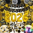 thumbnail image 4 of New Year Party Supplies New Year's Eve Black Party Decoration Set 64 Pieces F, 4 of 4