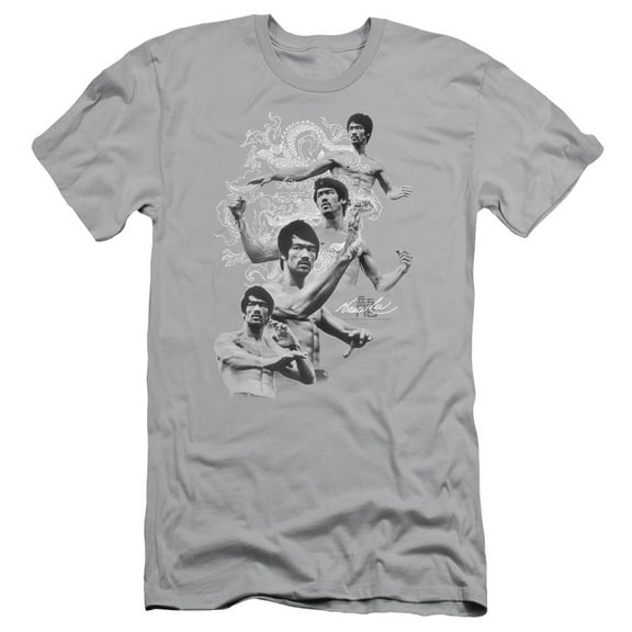 Bruce Lee In Motion S/S Adult 30/1 T-Shirt Silver