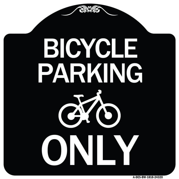 SignMission Designer Series Sign - Bicycle Parking Only (With Graphic) | Black & White 18" X 18" Heavy-Gauge Aluminum Architectural Sign | Protect Your Business & Municipality | Made in