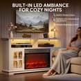 thumbnail image 3 of UHOMEPRO 63 Inch Electric Fireplace TV Stand for TVs up to 70 Inch, Fireplace Entertainment Center with 30 Inch Fireplace, LED Lights, Modern TV Console Table for Living Room, White, 3 of 10