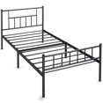 Yaheetech Platform Metal Twin Bed with Headboard and Footboard, Black