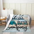 thumbnail image 2 of Happy Camping Throw Blanket,Retro Wooden Rustic Camper Fleece Blanket for Kids Boys Girls,Camping Travel Car Flannel Blanket Baby 30x40,Camper Woodland Tree Mountain Plush Blanket Bedroom Decor, 2 of 6