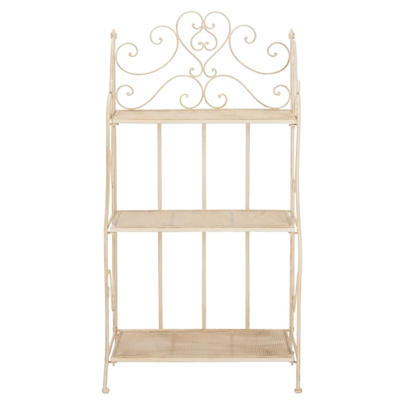 SAFAVIEH Torus Solid Rustic Outdoor Patio 3-Tier Shelf, Pearl White