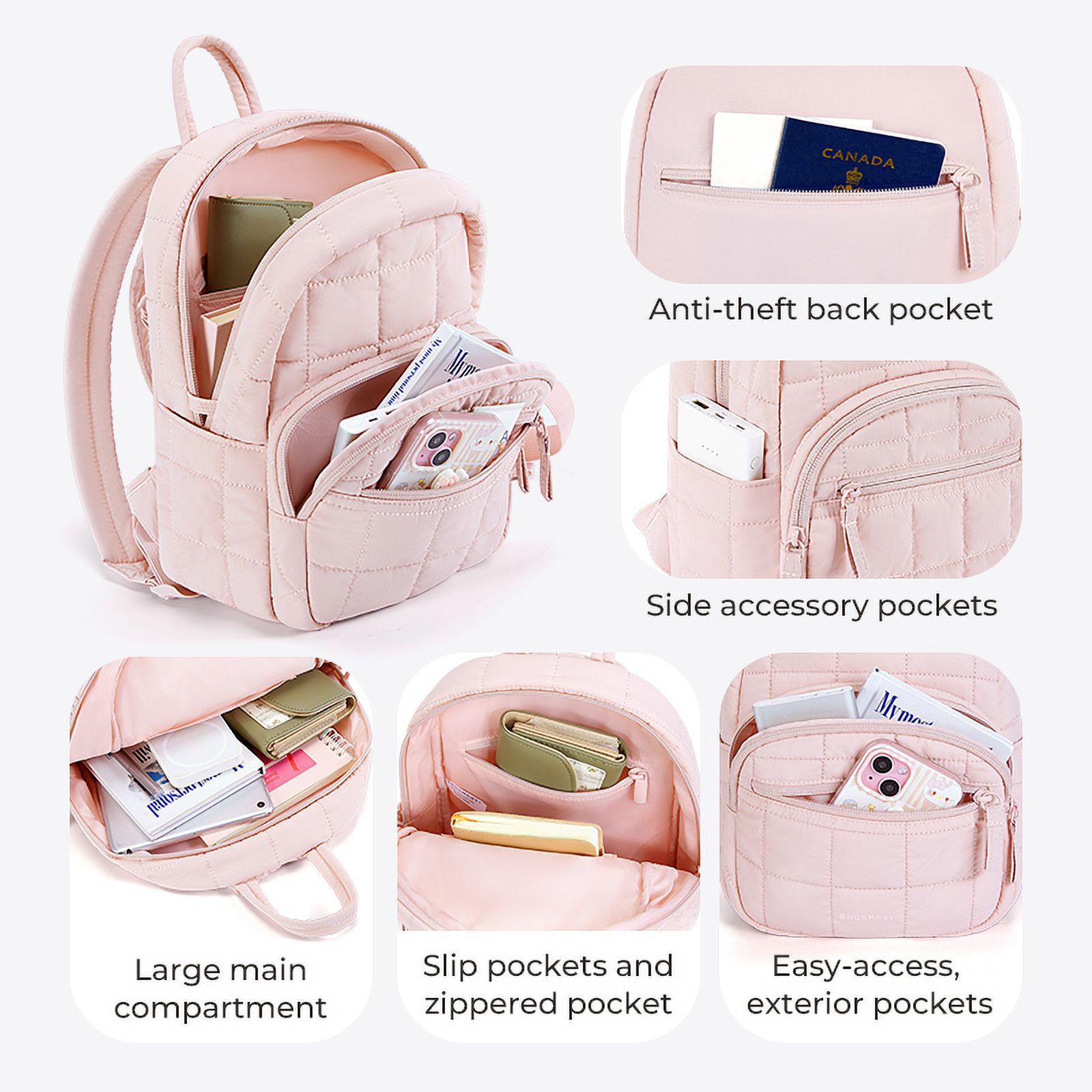 Bagsmart Quilted Mini Backpack Purse for Women photo 2